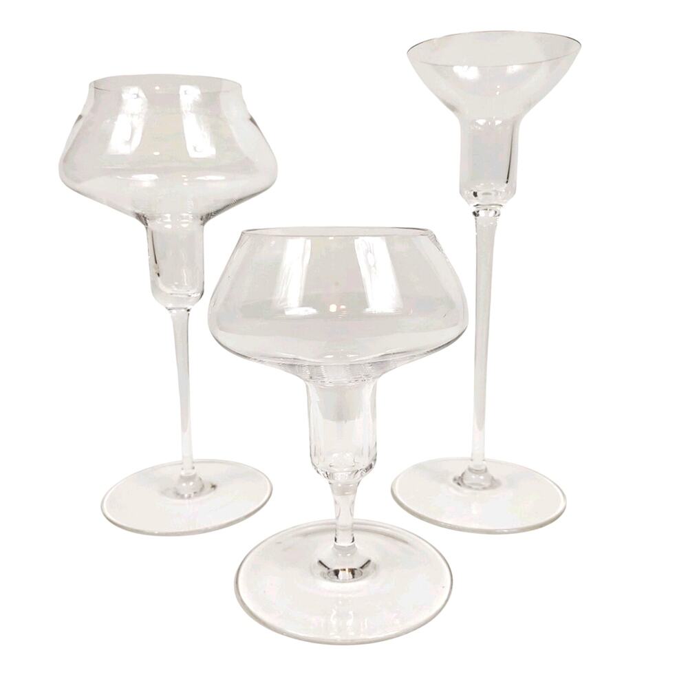 3 Riedel Tyrol Crystal Graduated Candlestick Holders Made In Austria - Mint